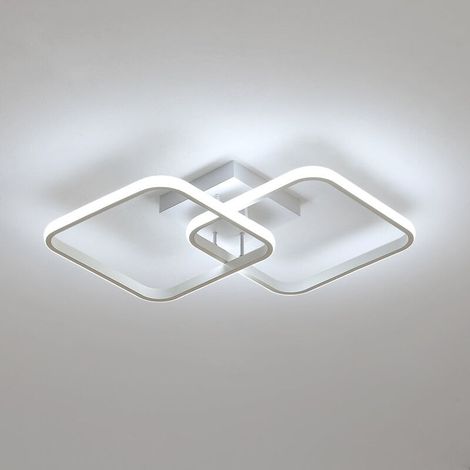 Plafonnier carré Moderne, LED lustres, Lampe de Plafond Acrylique 42W pour Cuisine Salle à Manger Salon Studio Bureau, 6500K Diamètre 59CM (Blanc) (1/5)