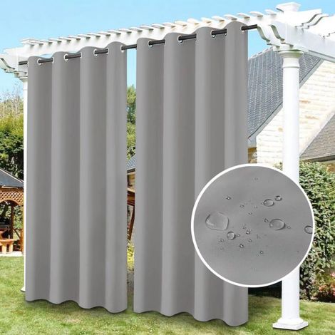 rideaux opaques occultants imperméables à œillets protection UV adaptés aux porches gazebos salons 132244cm 2 Gris (1/5)