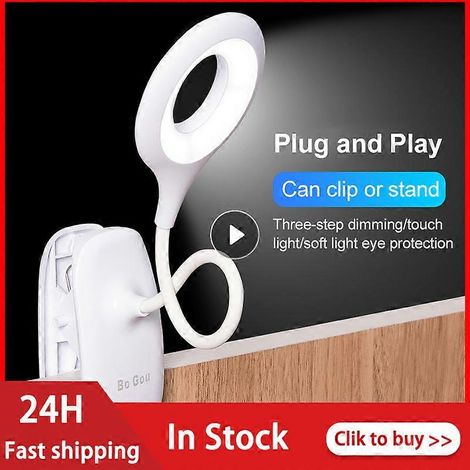 Lampe de table Flexo LED, lampe de bureau tactile à pince, lampe d'étude, loupe, col de cygne, lampe de lecture USB, batterie rechargeable, pour la maison (1/2)