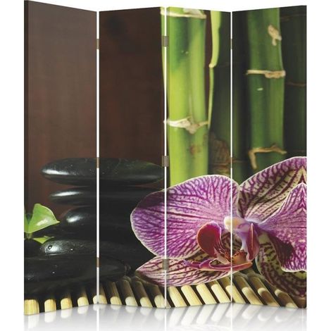 Paravento bilaterale, Zen con orchidea rosa - 145x170 (1/5)