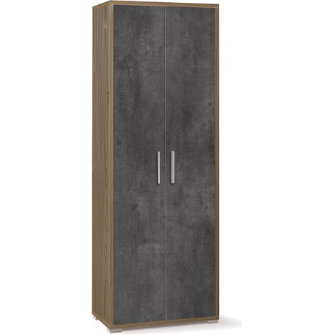 Armadio 2 Ante 71x199x41 cm Noce Stelvio/Ossido Nero (1/3)