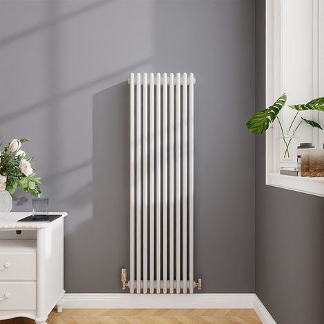 Biubiubath Traditional Cast Iron Style Radiator Vertical 4 Column White 1500x470mm