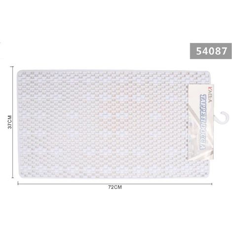 Kaela - Tappeto Per Doccia Tappetino Vasca Da Bagno Rettangolare 37 X 72cm Bianco 54087 -