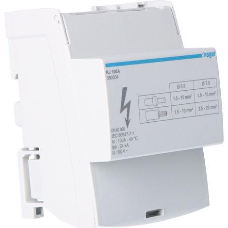 Hager KJ100A repartidor tetrapolar eléctrico 100A (1/5)
