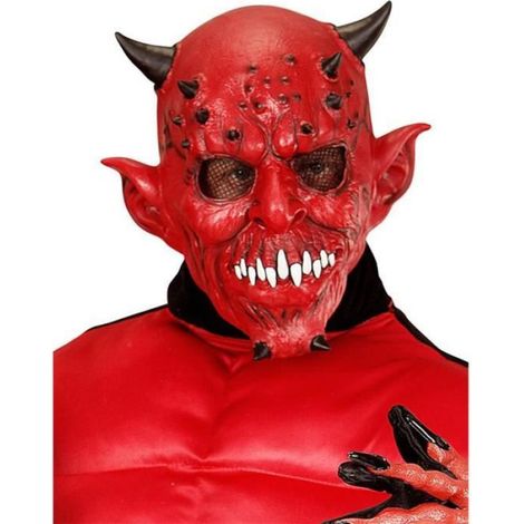 Masque Diable - Masque Integral En Latex Souple Avec Orifices Yeux Nez Oreilles - Pour Adulte - 1 Piece
