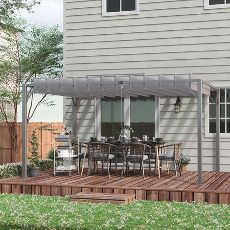 Pergola 4 x 3 m bioclimatique pergola avec lames orientables style contemporain UV 50+ aluminium - gris