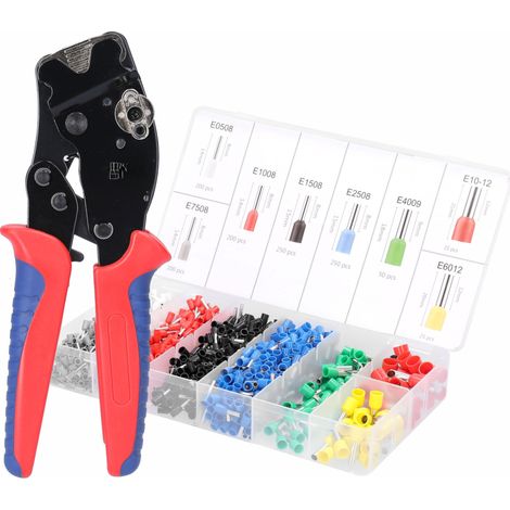 Kit d'outils de sertissage de cosses isolantes YE 16-4H 30-5AWG 0,08-16 mm² avec pince à sertir et 1200 cosses. (1/5)