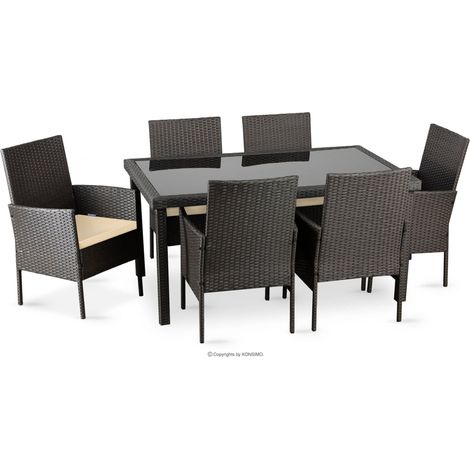 KONSIMO SCILLOS Gartenmöbel-Set  (7er-Set), braun / beige