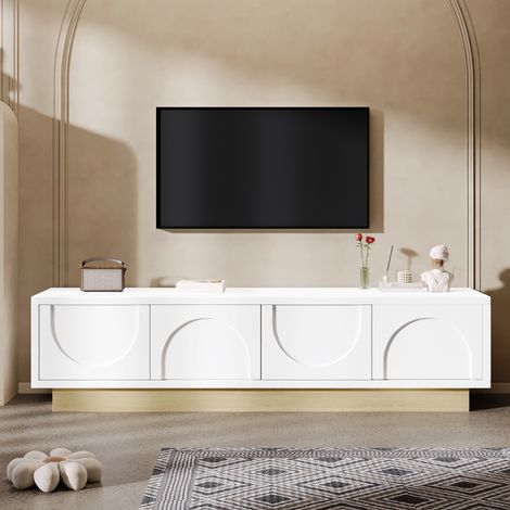 Moderner TV-Schrank in Weiß, 175 cm, aus MDF in Holzoptik mit Kabelführung (1/5)