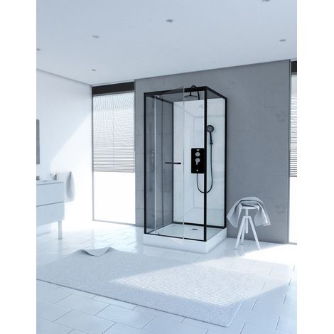 MARWELL Duschkabine City 90 x 90 x 230 - schwarz - Eckdusche - Komplettdusche - Dusche - Duschabtrennung - Duschwand - schwarze Dusche - weiße Dusche (1/4)