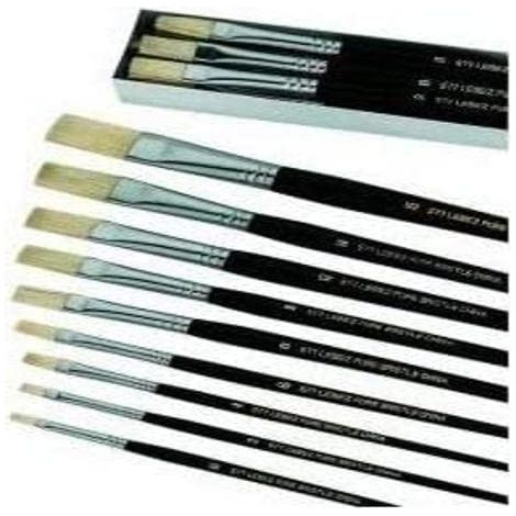 Lebez Pennello Pura Setola Misura 10 Punta Piatta Set 12 Pezzi per Arte e Pittura