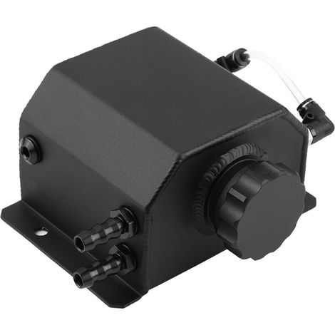 Bocal séparateur d'huile moteur 1 L en alliage d'aluminium noir avec bouchon de vidange pour voiture modifiée (1/5)