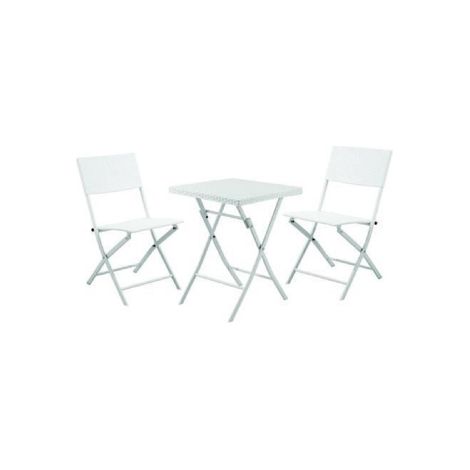 Vette salottino set giardino 3 pezzi fold white in rattan sintetico e acciaio bianco per giardino terrazzo bar