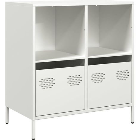Buffet，Bahut，Meuble de Rangement blanc 68x39x73,5 cm acier laminé à froid CFW96993 (1/5)