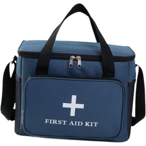 Trousse de premiers secours vide, grande capacité, légère, à plusieurs compartiments, idéale pour les activités de plein air et nautiques, bleue (1/4)