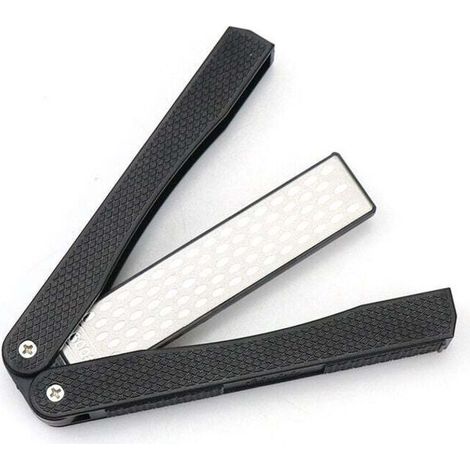 Lime Diamantée - Double Face Pliable - Pour Affûtage Lames Outils Jardin Cuisine - 12,5 x 3 x 1,5 cm - 400/600 - Acier Inoxydable - 1 Pièce (1/5)