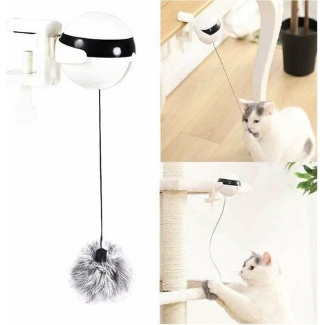 Jouet interactif pour chats, jouet pour chat Yo-Yo avec balle de levage automatique, jouet rotatif électrique pour chats, jouet pour chat amusant pour chaton ou chat (batterie non incluse)