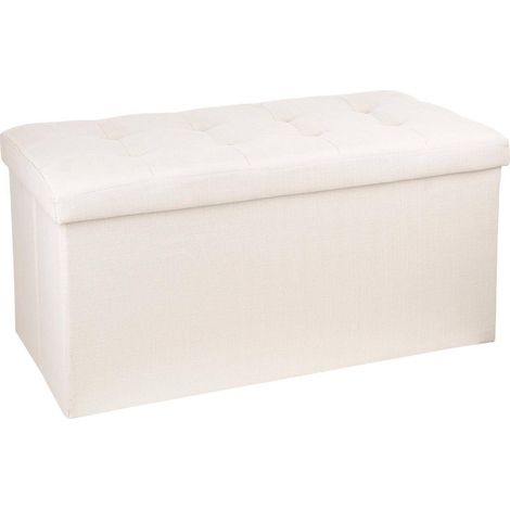 Puf Plegable Doble Lysandre Estilo Contemporáneo en Terciopelo Color Beige con Tapa 76x38 cm
