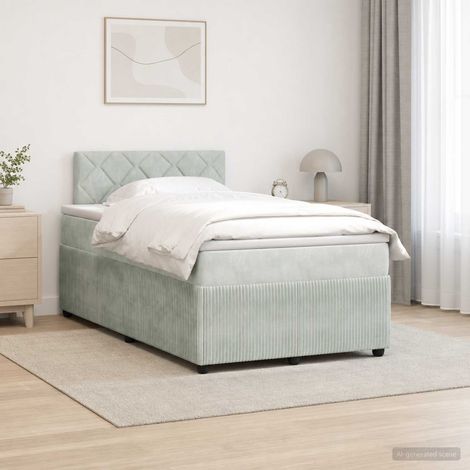 Cama box spring con colchón Gris Claro 120 x 190 cm Terciopelo (1/5)
