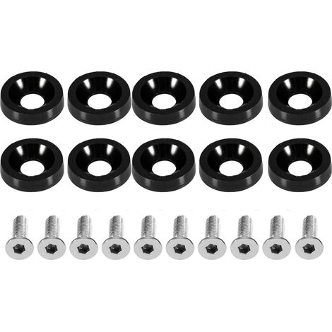 Boulons à rondelle M6 pour modification de voiture, vis décoratives pour cadre de plaque d'immatriculation (noires) (1/5)