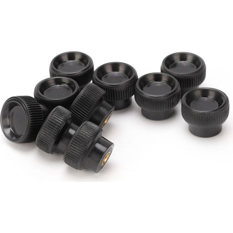 10 Stück Rändelschraubengriff Rundkopf-Klemmknopf-Drehmutter Schwarz M5x20 (1/5)