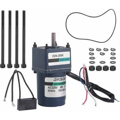 Moteur miniature à engrenages 6W AC220V (réducteur à vitesse fixe XD2IK06GNC, type condensateur) (200)