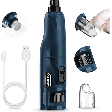 Lime à Ongle Chien - Silencieux (45 DB) 6 Vitesses avec 2 lumières LED pour Chiens/Chats de Grande, Moyenne et Petite Taille, 3 Ports avec Capuchon Anti-poussière (1/5)