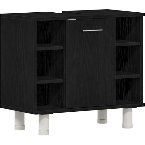 vidaXL Mobile da Bagno Rovere Nero 60 x 32 x 54 cm Legno (1/5)