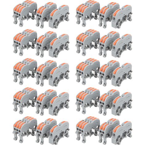 Lot de 30 connecteurs compacts pour rail, bloc de jonction rapide pour câblage 250V, idéal pour éclairage (1/5)