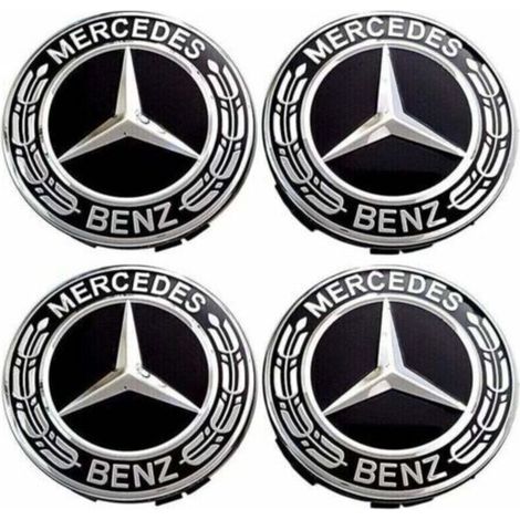 Jeu de 4 enjoliveurs – Compatible Mercedes-Benz – 75 mm – Cache-moyeu – ABS – Accessoires auto (1/4)