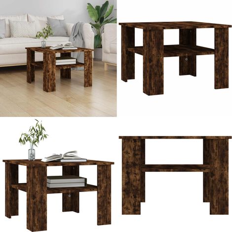 Table basse Chêne fumé 60x60x42 cm Bois d'ingénierie - Table Basse - Meuble Salon - Table D'appoint - Bout De Canapé - Table En Bois - Home & Living (1/5)