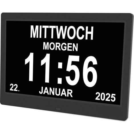 8 Inches Clock digital Clock of Day Large screen alarm Wall-mounted (Black) (1/5)