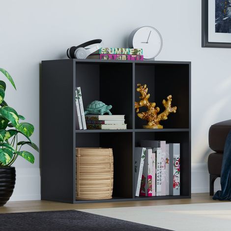 Cube Bibliothèque de Rangement pour Salon ou Bureau 4 Cubes Noir (1/5)
