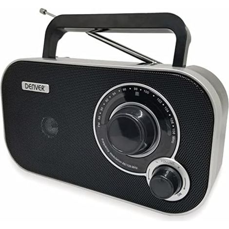 Denver Radio TR-51BLACK mit analoger FM-Abstimmung, netz- oder batteriebetrieben, Schwarz