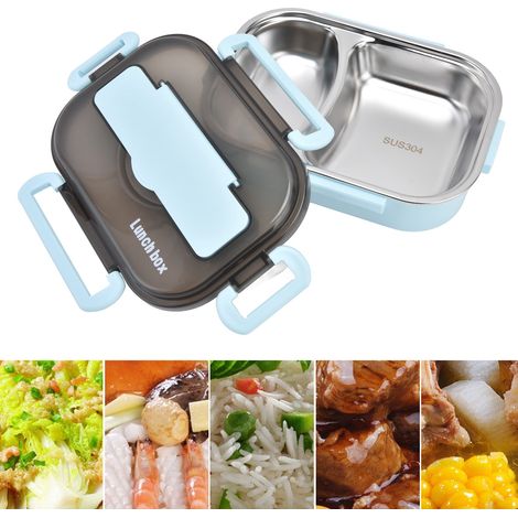 Isolierte Lunchbox aus Edelstahl 304, unterteilt, ideal für Büroangestellte, Kinder und Schulkinder, blau. (1/5)