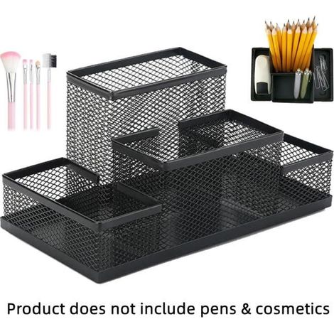 Porte-crayons - Non spécifié - Organiseur de Bureau - Métal - Noir - 4 Compartiments (1/4)