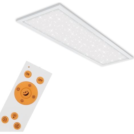 Panneau LED, plafonnier avec décor étoilé, plafonnier réglable, contrôle de la température de couleur (CCT), télécommande incluse, 24 Watt, 2 200 Lumen, blanc, 1000x250x65 mm (1/5)