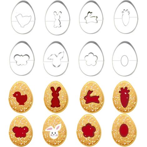 8-teiliges DIY-Osterkeksausstecher-Set aus Edelstahl, Keksformen, Prägeformen zur Gebäckdekoration (1/5)