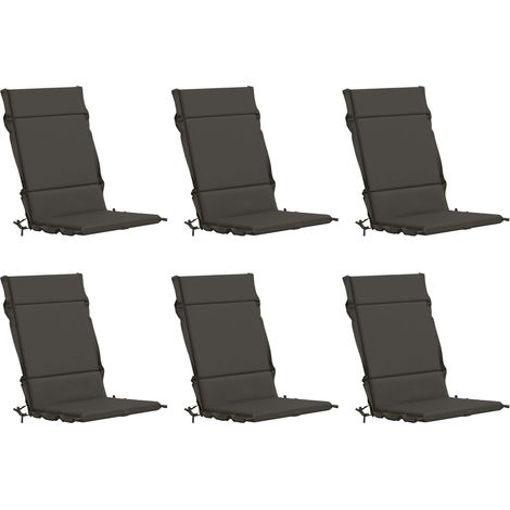 Coussins de Chaise à Dossier Haut pour Jardin et Salon en Polyester Anthracite Lot de 6, 6.05kg (1/5)