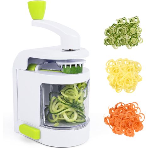 Spiraliseur à légumes 4 en 1, coupe-nouilles de courgettes avec récipient collecteur, sans BPA, pour carottes, concombres, courges, oignons