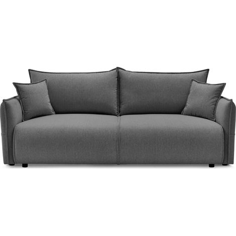 CAROLINA - Canapé droit convertible tissu chiné 3 places Gris foncé (1/5)