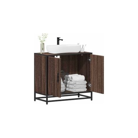 Armoire de lavabo de salle de bain chêne marron 65x33x60 (1/5)