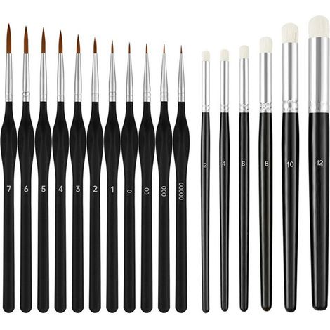Ce set de 17 pinceaux de précision comprend des pinceaux miniatures adaptés aux peintures acryliques et autres outils de peinture miniature. (1/3)