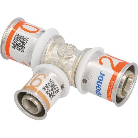 Pièce en T réduite S-Sertir PLUS Uponor Ø20mm-Ø25mm-Ø20mm (1/2)