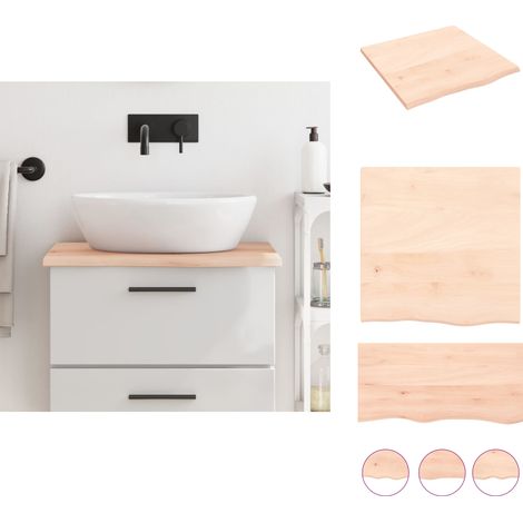 Comptoir de salle de bain 60x60x2 cm bois massif non traité - Comptoir Salle De Bain - Comptoir Bois - Plan De Travail Salle De Bain - Meuble Lavabo - Chêne Massif (1/5)