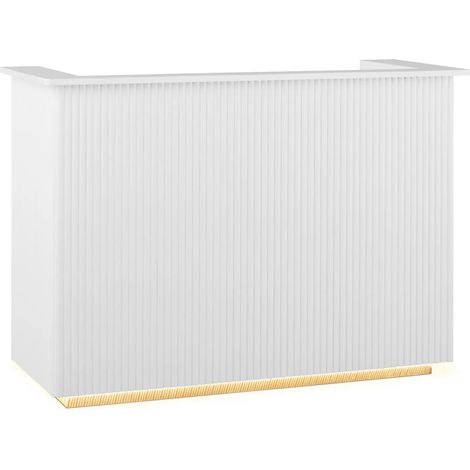 Banco reception con illuminazione indiretta bloccabile ripiano scorrevole per tastiera acciaio inox MDF bianco 140008399