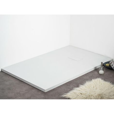 Receveur de douche 80 x 140 cm extra plat blanc PIATTO en SoliCast® – Surface ardoisée