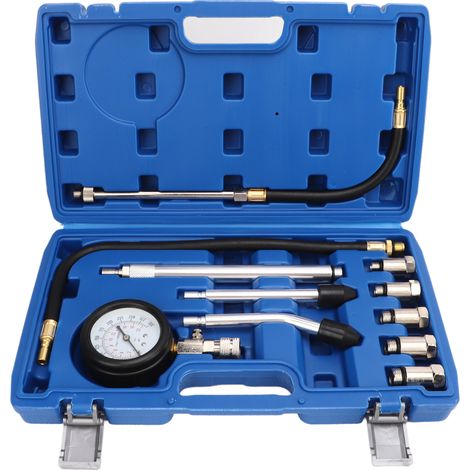 Kit de test de compression de cylindres en 17 pièces, manomètre numérique universel pour test de pression de cylindres moteur 0-300 PSI (1/5)