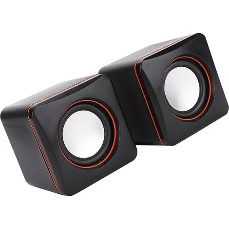 Mini Haut-parleur USB Stéréo avec Prise Jack 3.5mm pour PC et Laptop (Son Double)