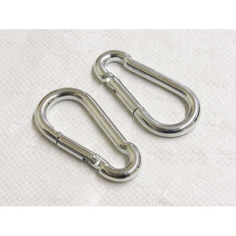 X2 4MM Zinc Plated Carbine Hooks - Marine Snap Gate Rope Karabina BZP (1/2)